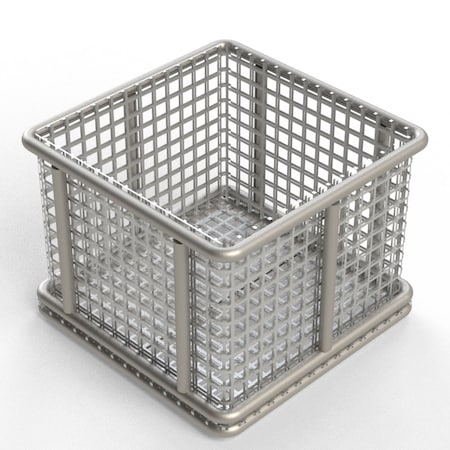 Anysizebasket Rectangular Wire Mesh Basket: 4Lx4Wx3H, 304 SS, 3/16 Rod Frame, No Handles, Mesh: 2 x .063 TMT-040040030-N02S